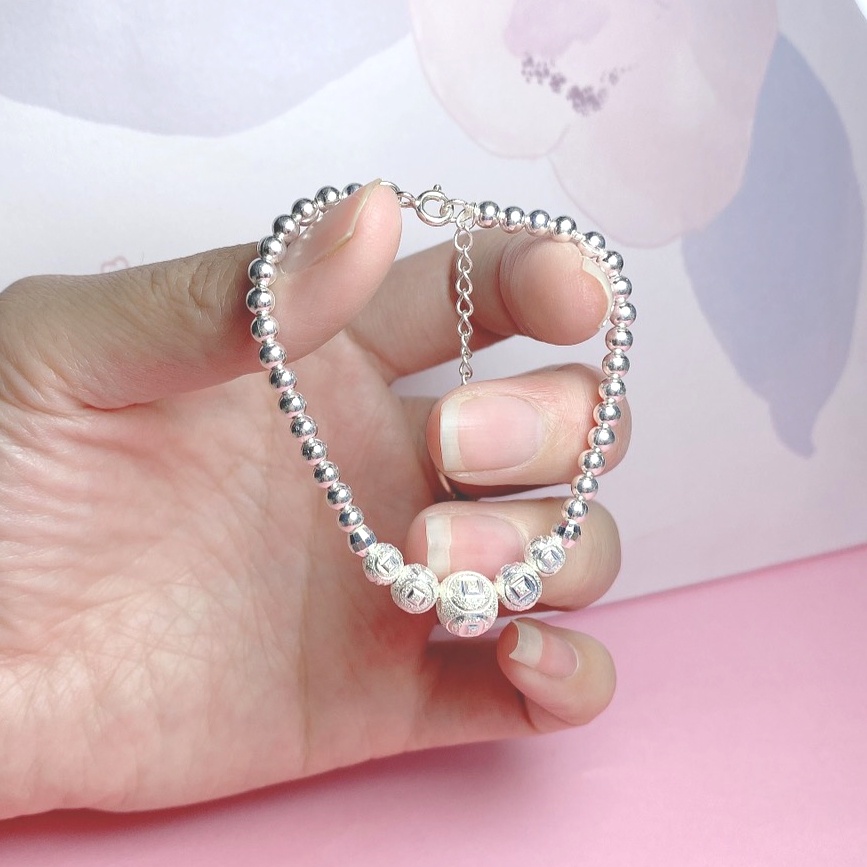 Lắc tay nữ bi bạc, Vòng tay nữ chất liệu bạc ta cao cấp - Trang sức bạc Evasilver