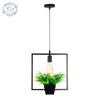 Đèn thả trần dáng vuông màu đen kiểu retro trang trí nhà hàng/quán cà phê/cửa hiệu