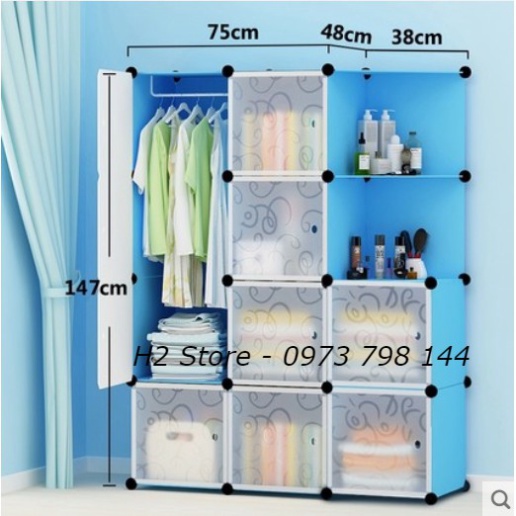 [MẪU ĐỘC] TỦ NHỰA LẮP GHÉP 12 Ô HÌNH (GỒM 2 KỆ) TREO ĐỒ ĐA NĂNG THÔNG MINH sâu 47cm