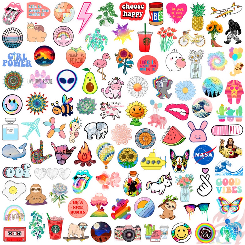 100Pcs/Set ❉ VSCO Healing Vibes Series A Stickers ❉ DIY Fashion Waterproof Doodle Decals Stickers