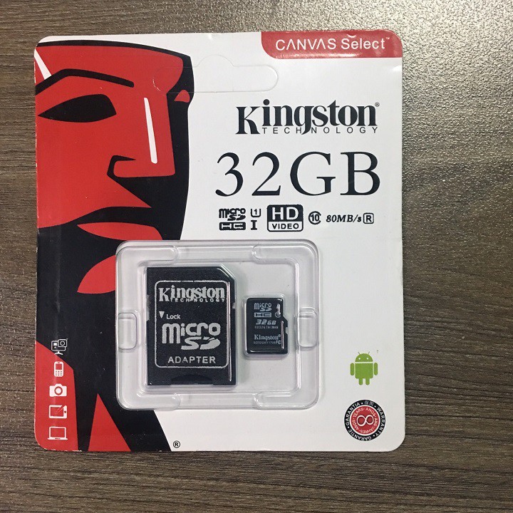 Thẻ nhớ Kingston 32GB – KINGSTON MicroSD Class10 – CHÍNH HÃNG – Bảo hành 5 năm – Kèm Adapter