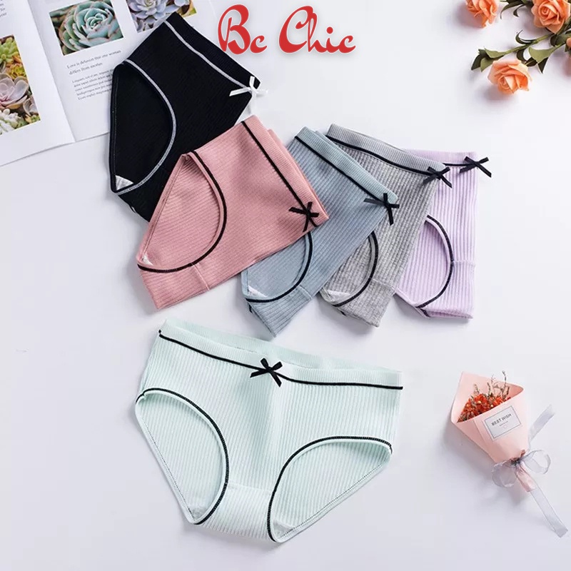 QUẦN GÂN TĂM KHÁNG KHUẨN ĐÍNH NƠ Q105 CHẤT LIỆU COTTON CO GIÃN THOÁNG MÁT  BC_CHIC LINGERIE