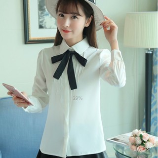 Áo sơ mi nữ trắng thắt nơ