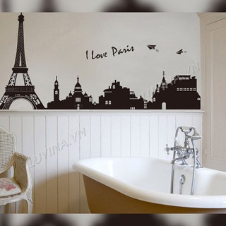 Decal dán tường trang trí phòng khách, phòng ngủ, phòng ăn, quán cafe - Thành phố Paris