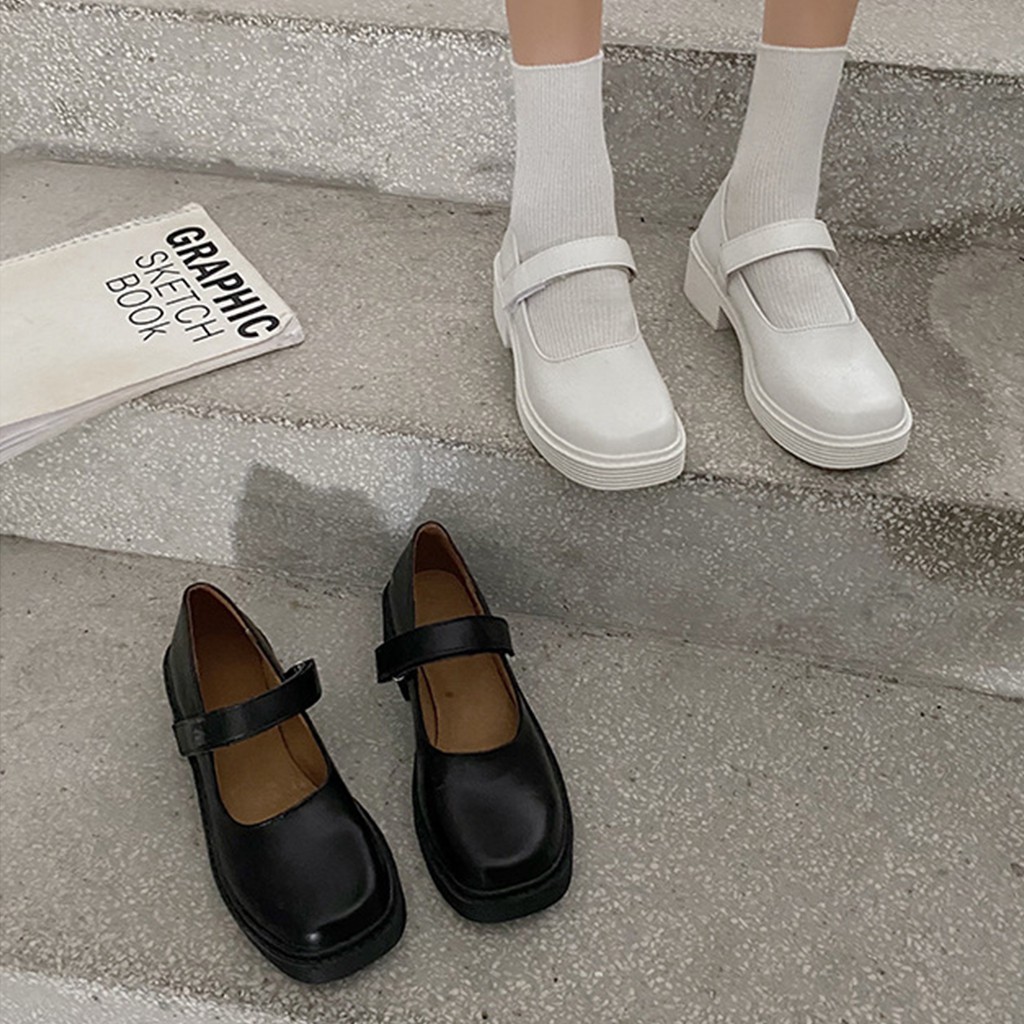 Giày oxford nữ giayBOM quai dán đế cao 4 cm B1183