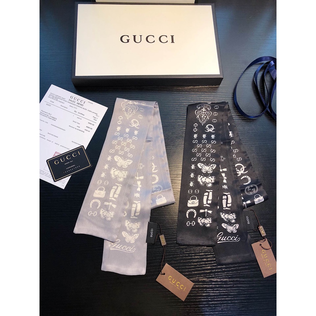 Khăn Quàng Cổ / Túi Xách Vải Lụa Ruy Băng Thiết Kế Thời Trang Cho Nữ Màu Xám Đen