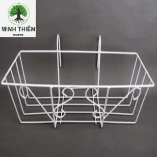 (SIÊU KHUYẾN MÃI) Khung Sắt Treo Chậu Hoa Ban Công Hình Chữ Nhật - Màu Trắng 48cm x 20cm x 16cm