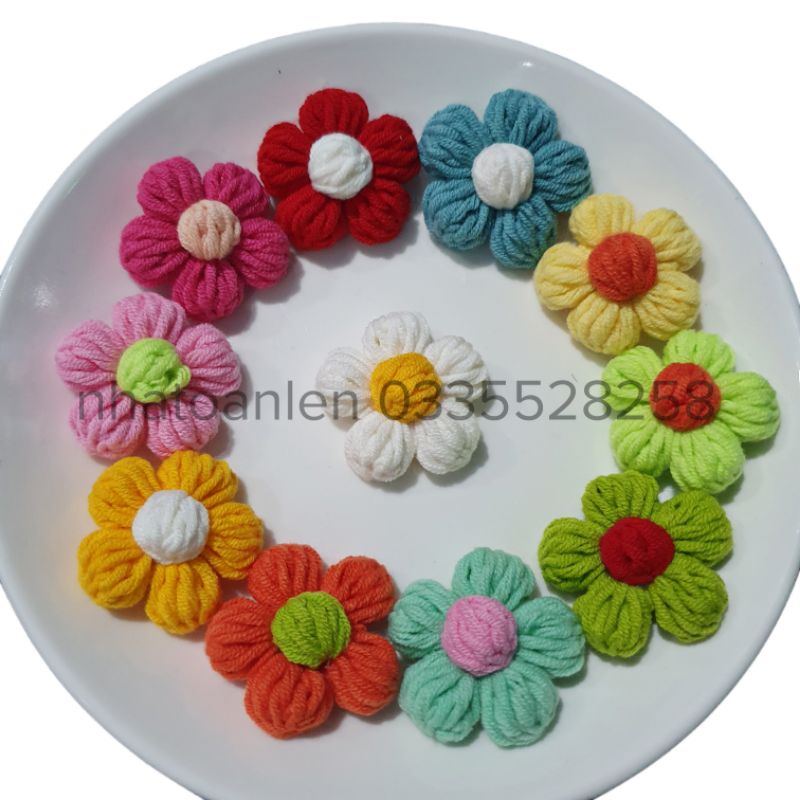 GHIM, PIN CÀI ÁO, BALO HÌNH HOA LEN HANDMADE