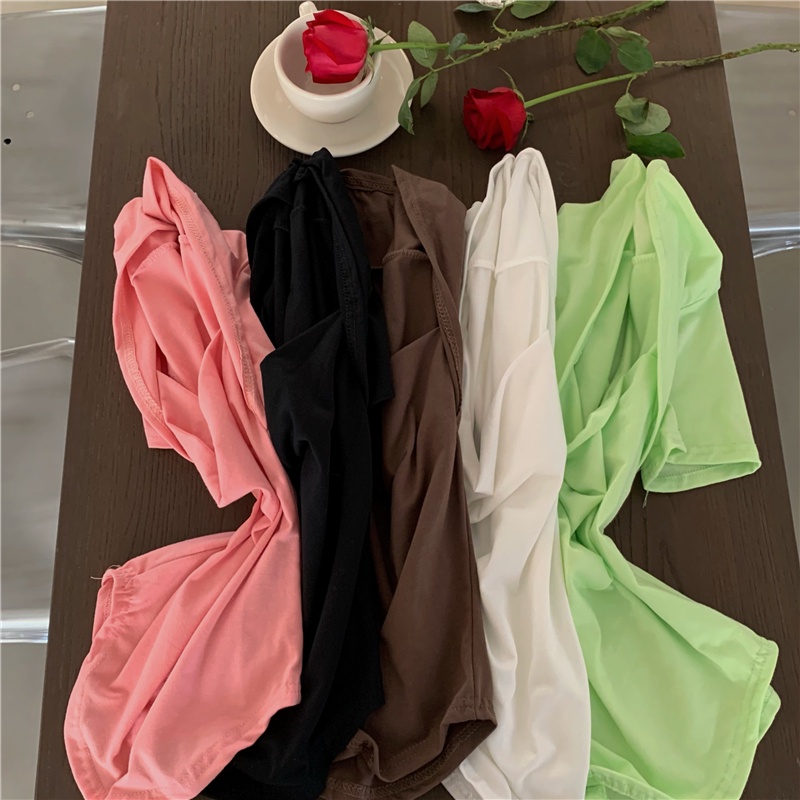 Áo Thun Tay Ngắn Cổ Vuông Ôm Dáng Dễ Phối Đồ Hợp Thời Trang