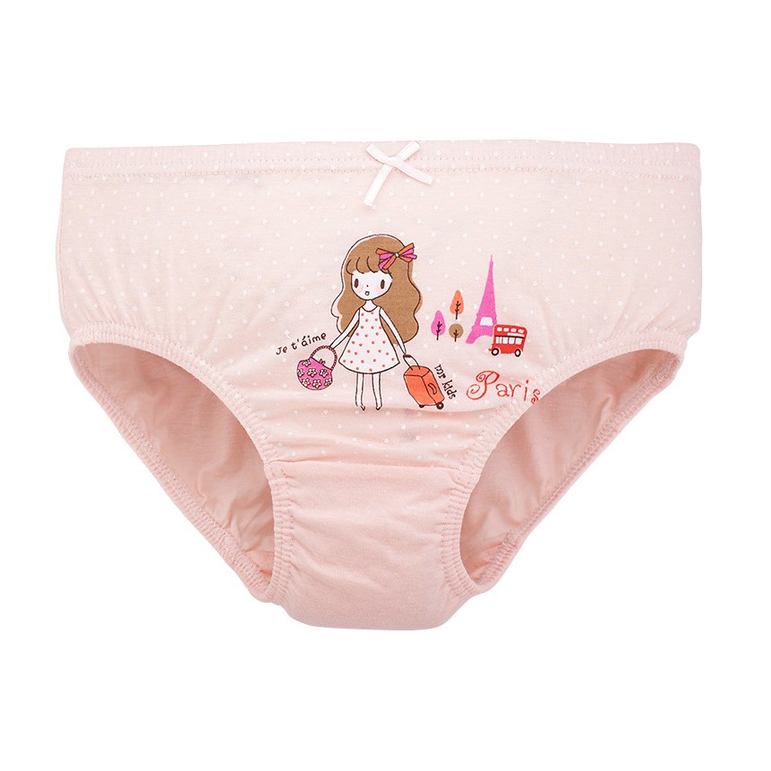 Set 5 quần lót bé gái Hàn Quốc 100% vải cotton thoáng mát, an toàn cho sức khỏe của bé mẫu I Love Paris