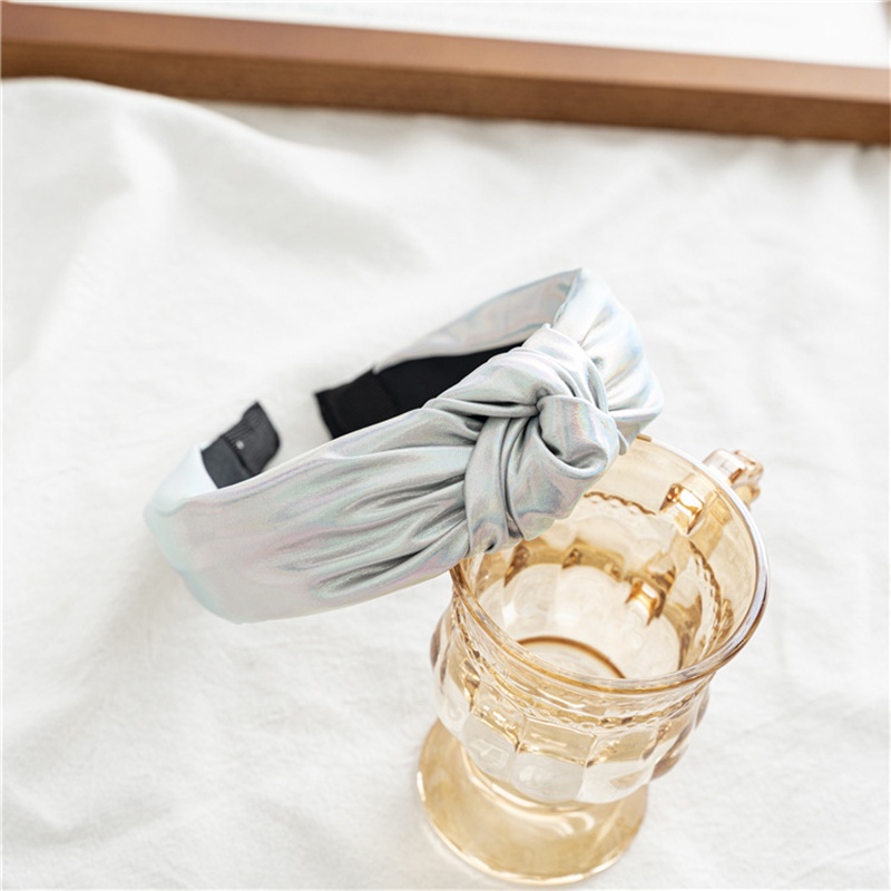 Băng Đô Cài Tóc Bản Rộng Bằng Da Màu Sáng Đơn Giản Cổ Điển Cho Nữ