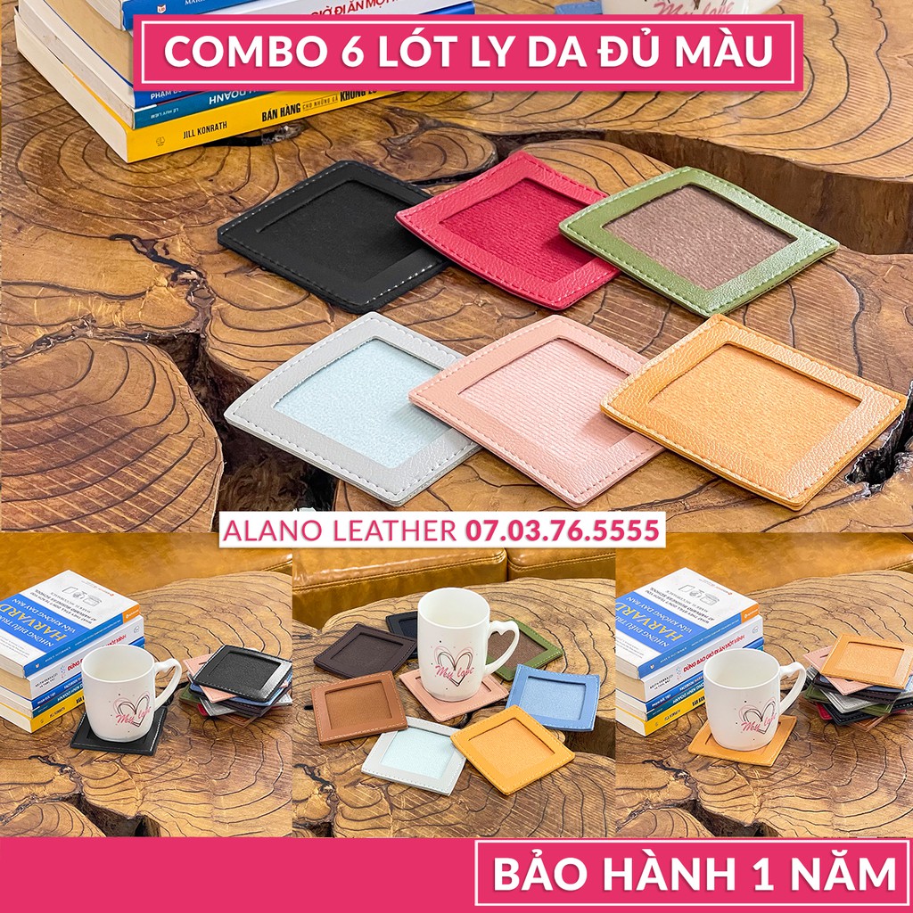 [COMBO 6 MIẾNG màu ngẫu nhiên ]  LÓT LY DA 5D CHỐNG THẤM NƯỚC CAO CẤP