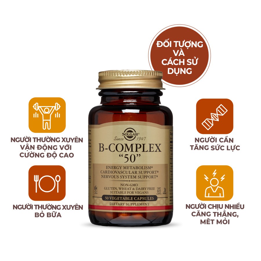 [NHẬP KHẨU USA CHÍNH HÃNG] Viên uống bổ sung Vitamin B hỗ trợ tăng cường sức khỏe Solgar B-Complex 50 | Thế Giới Skin Care