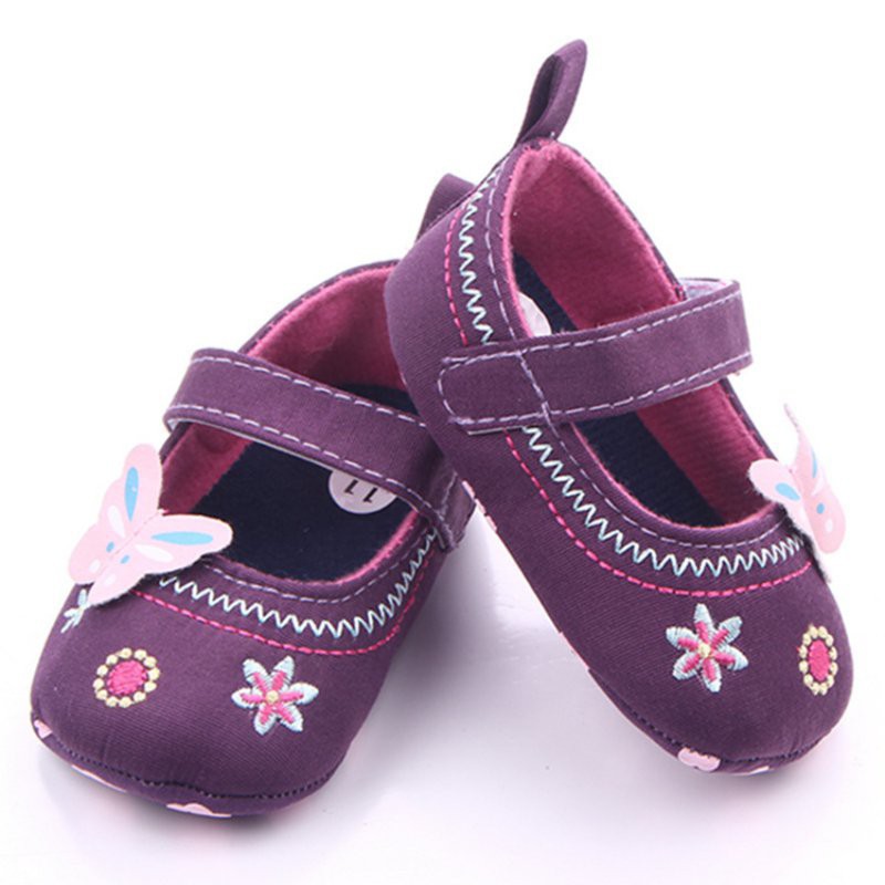 Giày búp bê vải đế mềm họa tiết hoa bướm đáng yêu cho bé gái