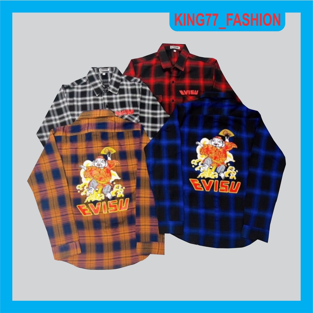 Áo sơ mi nam dài tay caro in EVISU siêu đẹp chất vải nỉ cao cấp mẫu mới hot trend chuẩn shop uy tín