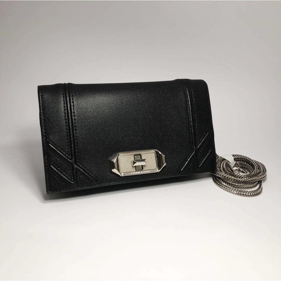 Túi Xách Nữ Charles Keith CK6-10770238 Black Turn-Lock Wallet