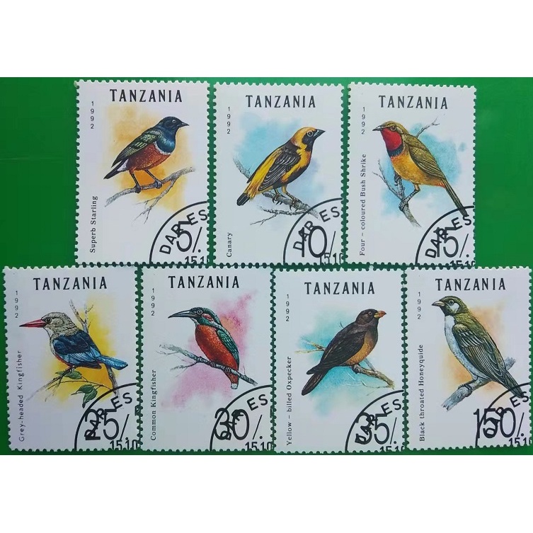 Tem sưu tập Tem CTO Tazania chim 1992 ( 7 tem)