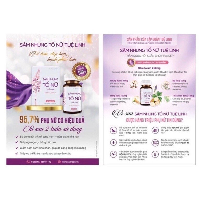 SÂM NHUNG TỐ NỮ TUỆ LINH MẪU MỚI