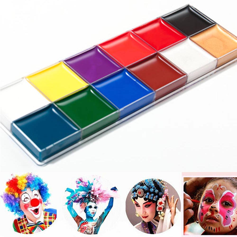 Face Body Paint Pigment Oil Painting 12 Colors Make Up Tools for Halloween Party Cosplay Makeup
