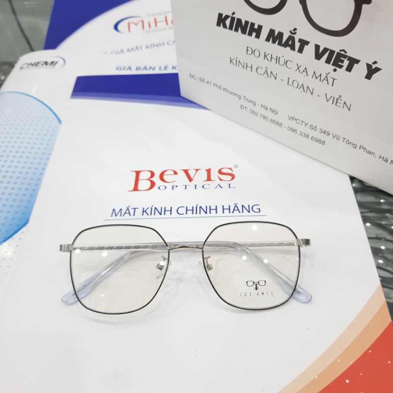 Gọng kính kim loại dáng vuông đa giác thép không gỉ + Lắp tròng kính cận theo yêu cầu