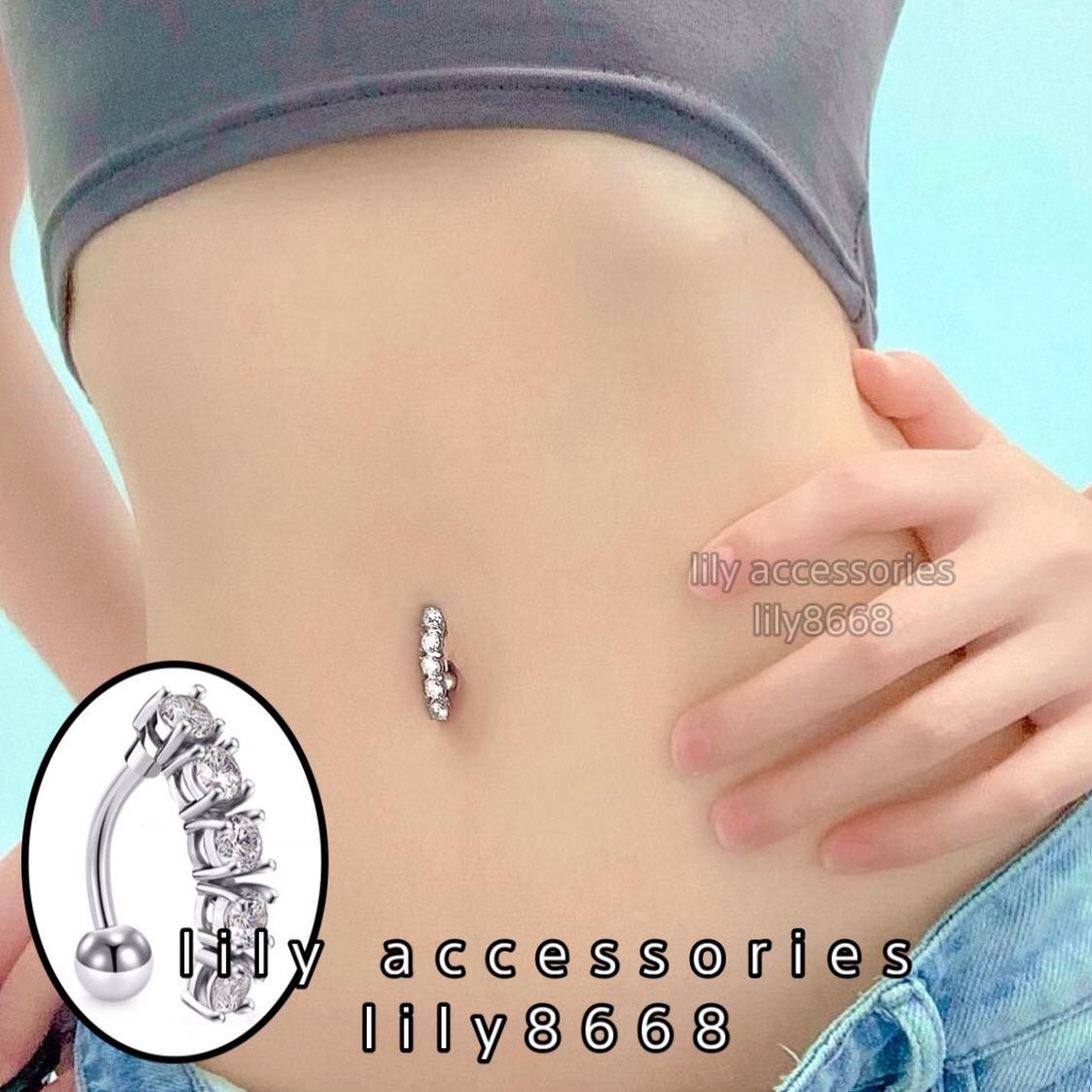 khuyên rốn hình cung đính kim