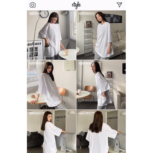 Áo phông nelly sale (có sẵn) trơn 2 túi hông