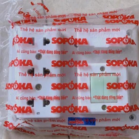 [FREESHIP] [GIÁ SỐC] Giảm giá Bảng điện Sopoka làm sẵn 3 ổ cắm 2 công tắc Đẹp