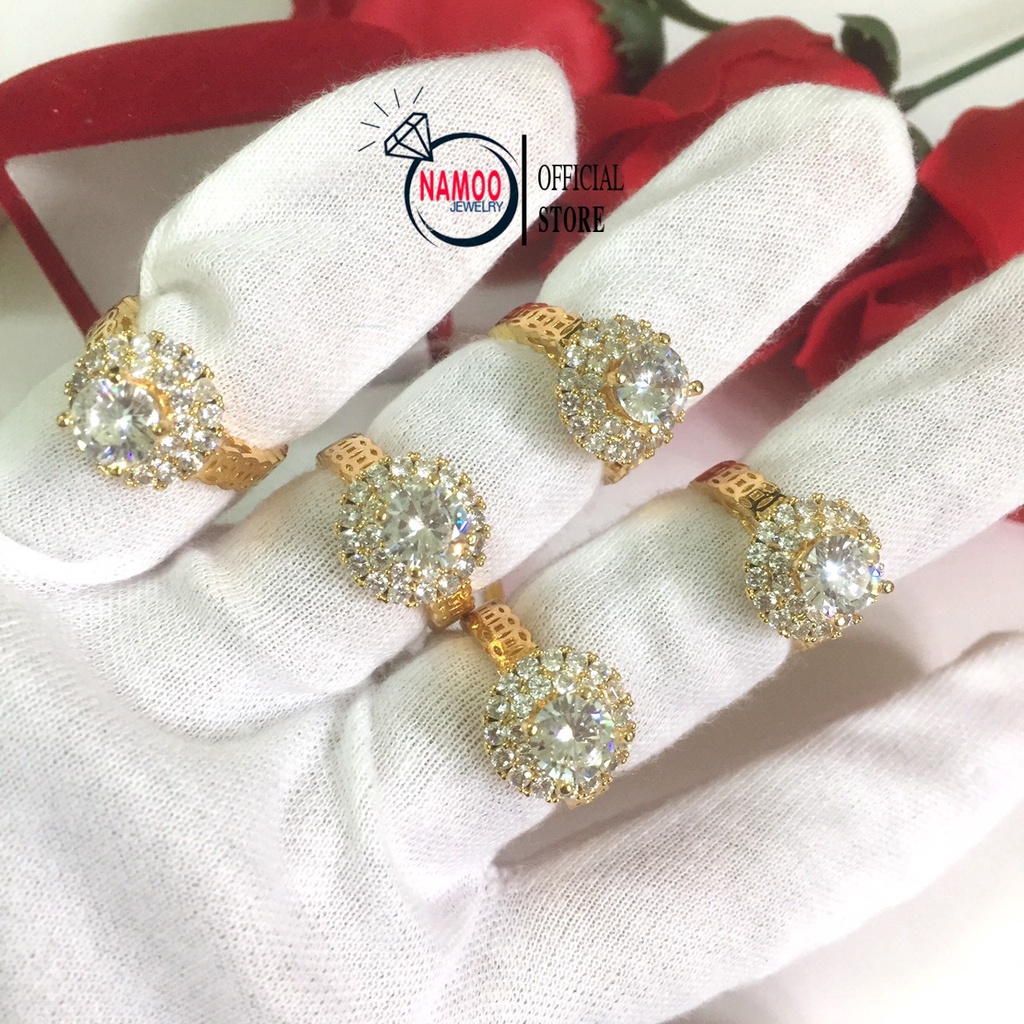Nhẫn Đính Đá Nữ N024 Mạ Vàng, Nhẫn Phụ Kiện Nữ Namoo Jewelry