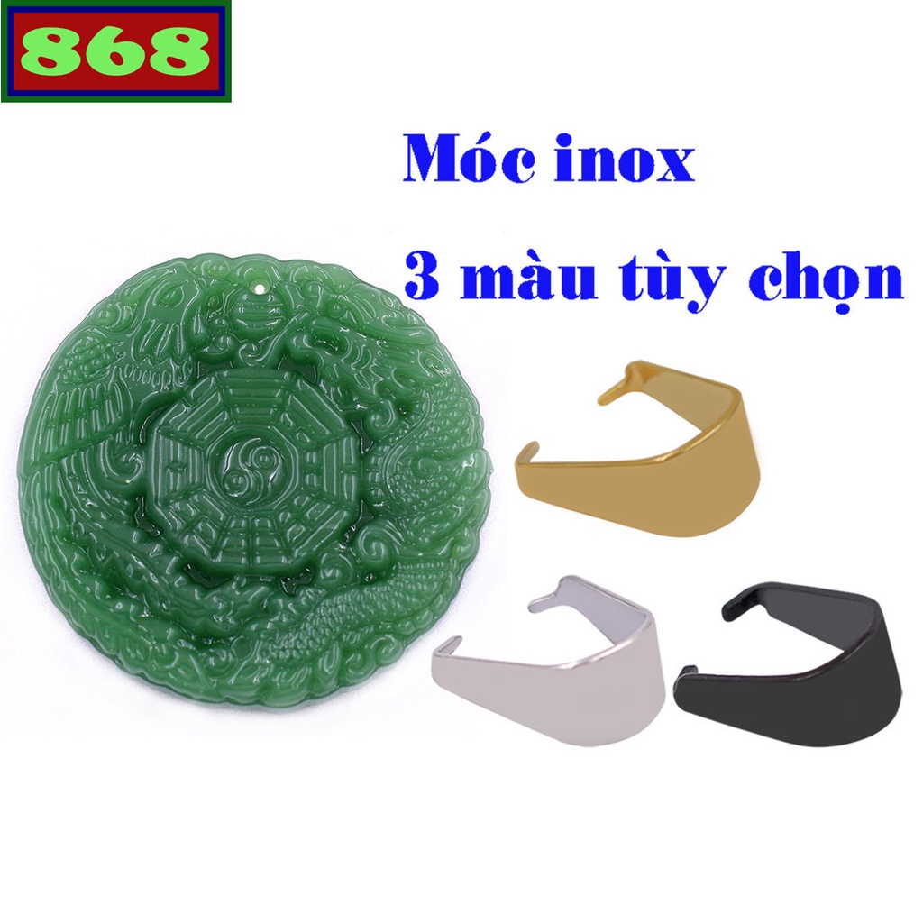 Mặt dây chuyền long phụng bát quái đá xanh - size lớn XXL