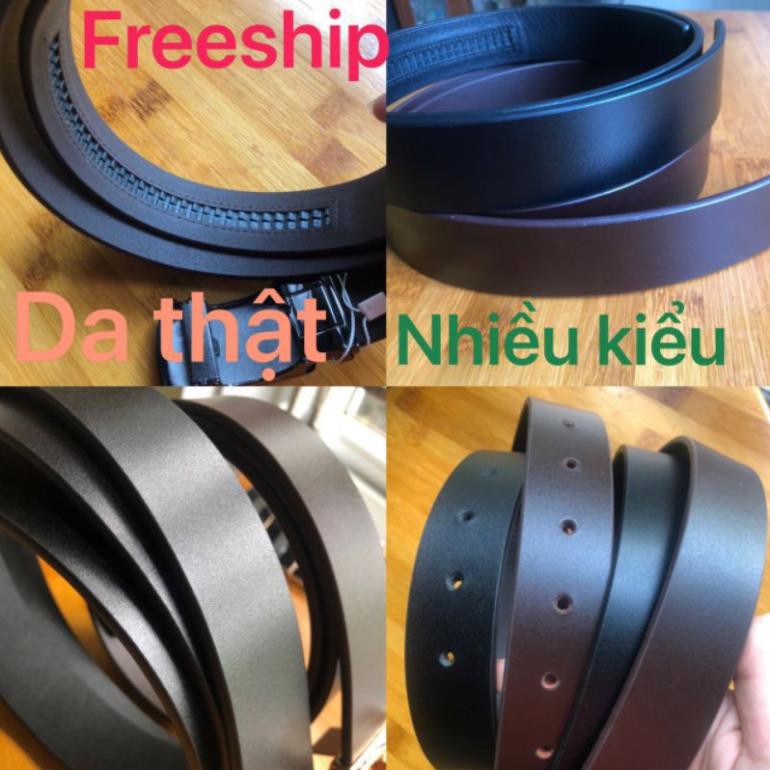 [freeship]Dây lưng nam không mặt khóa da thật thắt lưng nam da bò cao cấp các loại dây trơn, khóa tự động, đục lỗ Xịn