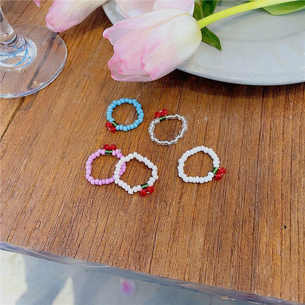 Nhẫn Nhựa Co Giãn Đính Hạt Hình Quả Cherry Đơn Giản Cá Tính