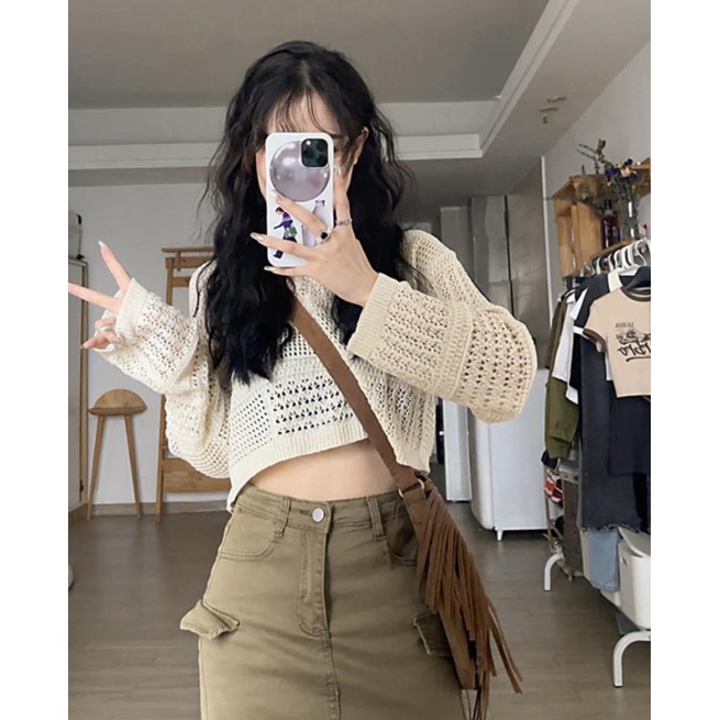 Áo Thun Tay Dài Cổ Tròn Dáng Ôm Thời Trang Hàn Quốc Cho Nữ