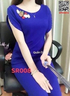 Đồ bộ thun cát hàn tay xẻ nút