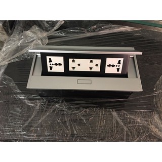 Ổ cắm điện âm bàn lắp 2 ổ điện đa năng 3 chấu + ổ điện đôi 3 chấu cao cấp