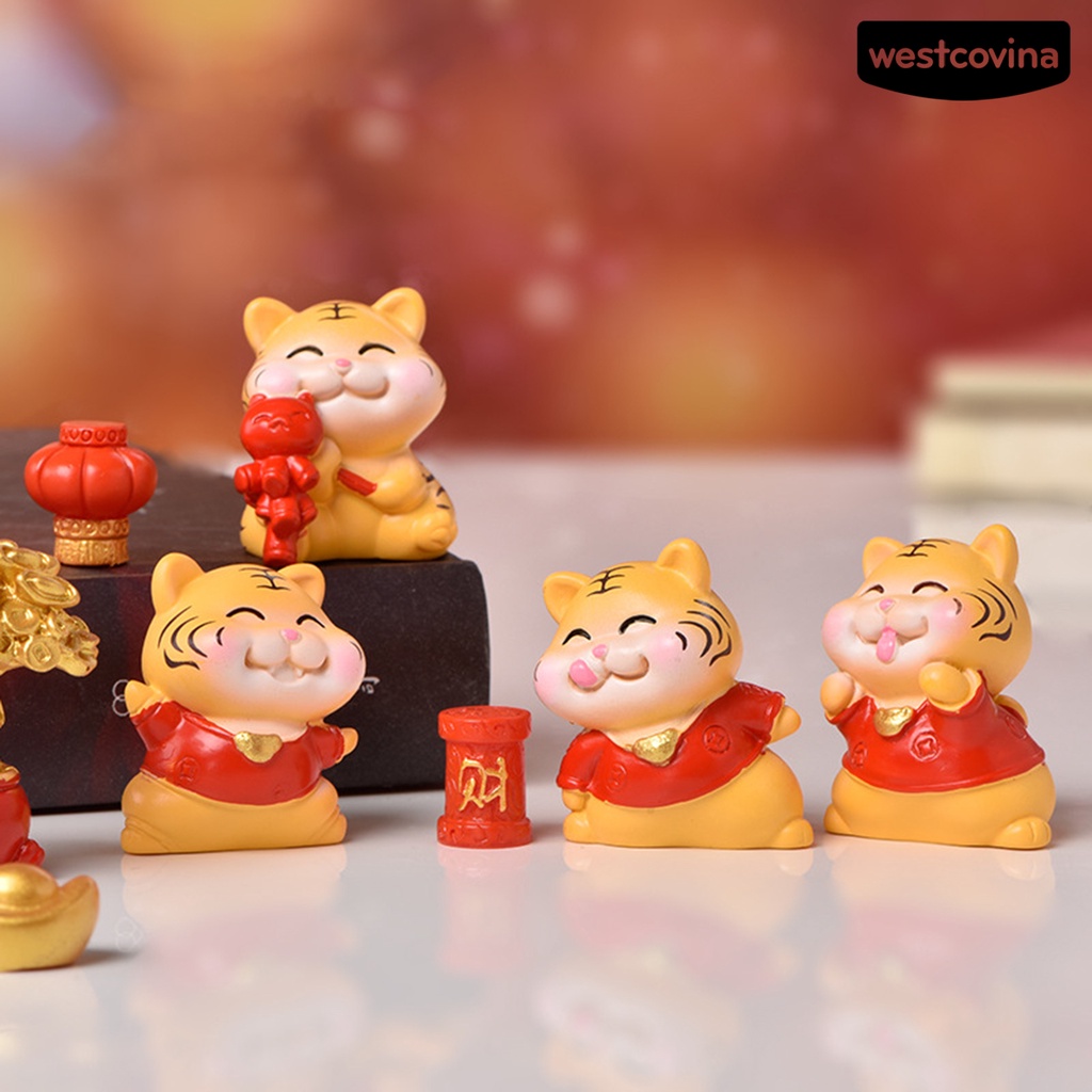 Mô hình hổ mini bằng nhựa resin chống mòn để bàn trang trí nhà cửa