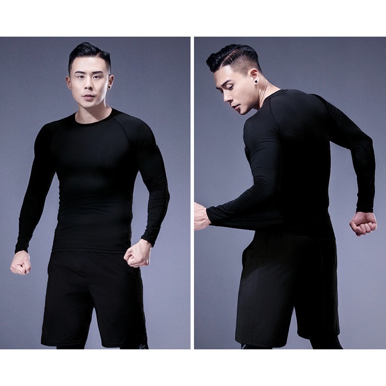 Áo giữ nhiệt nam dài tay đá bóng áo tập gym nam Tobata A01