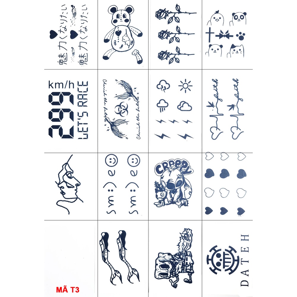 Bộ 15 hình xăm dán tạm thời, xăm giả chống thấm nước cho cả nam và nữ y chang xăm thật