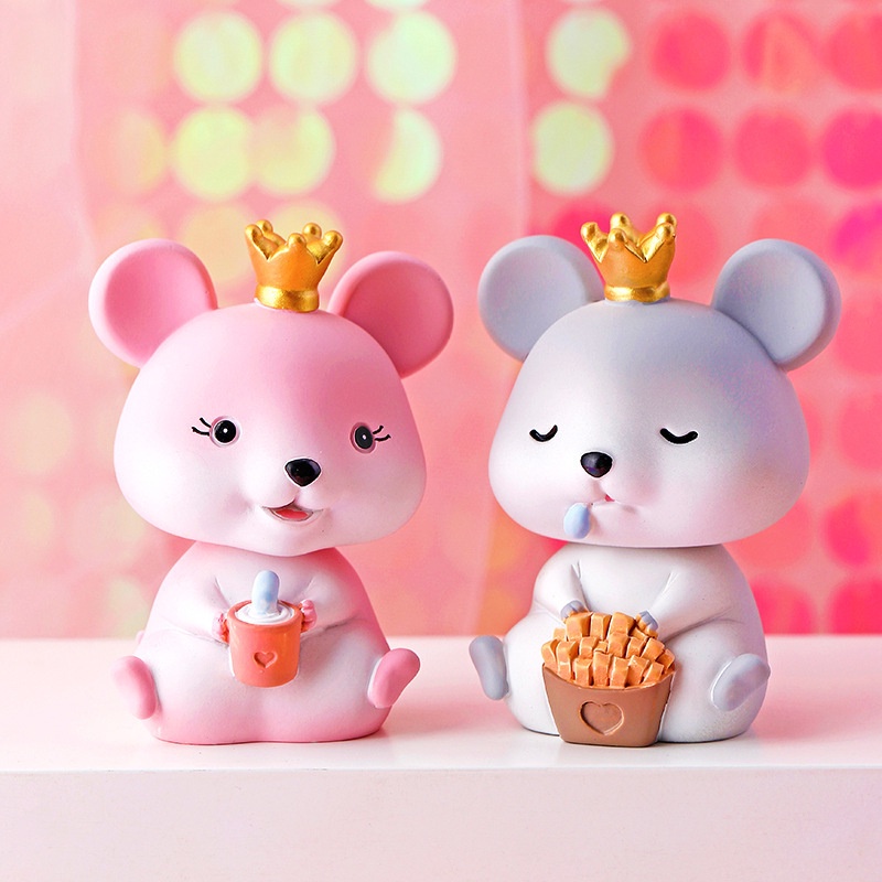 tượng trang trí bánh [FREESHIP] cặp chuột vương miện