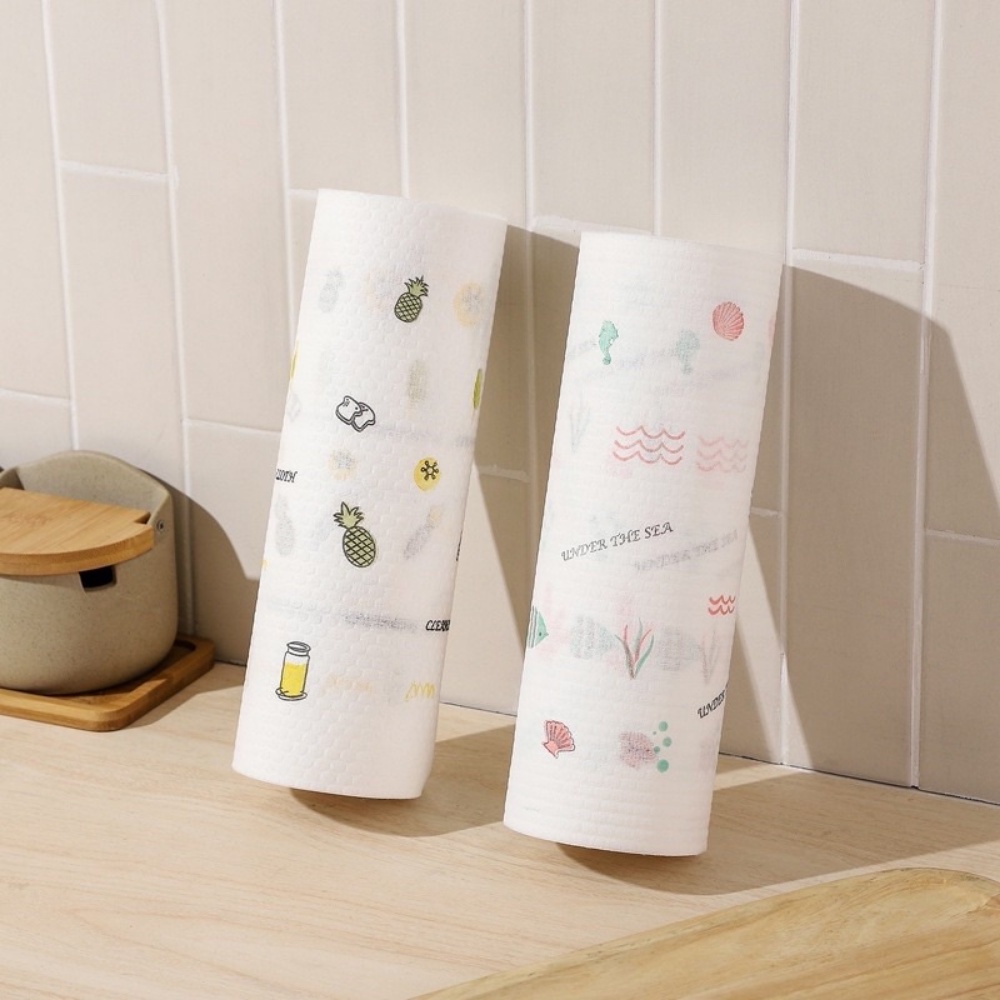 Khăn Lau Giấy Lau Nhà Bếp Đa Năng, Dai Bền Cuộn 50 Tờ