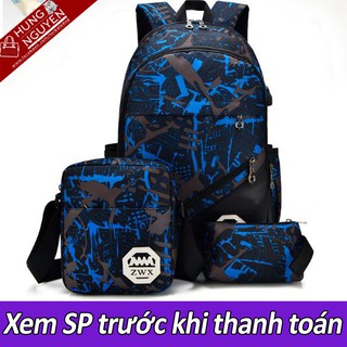 [KM tháng 6] Bộ Combo balo, túi chéo, ví thời trang nam (DẠ QUANG + CHỐNG NƯỚC + CỔNG SẠC USB)