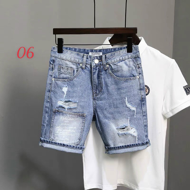 Quần short jean nam xanh rách họa tiết cao cấp - chất liệu bò co giãn tốt ( Hàng chuẩn shop) Lady-Hn Store88 KV307