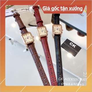 [Chính hãng] Đồng Hồ Nữ 21 Design Dây da mặt số vuông Da vân cá sấu