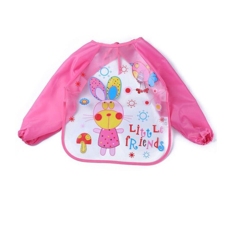 Yếm Ăn Dài Tay Chống Thấm Nước Họa Tiết Hoạt Hình Cho Bé