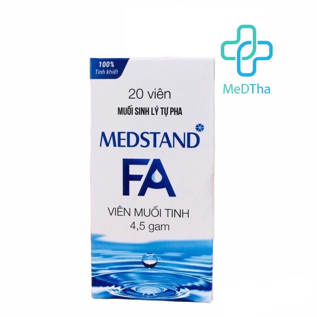 Viên Muối Sinh Lý Tự Pha Medstand FA  - Viên Muối Tinh, Pha Nước Muối Sinh Lý, Súc Họng, Vệ Sinh Miệng  (Hộp 20 viên)