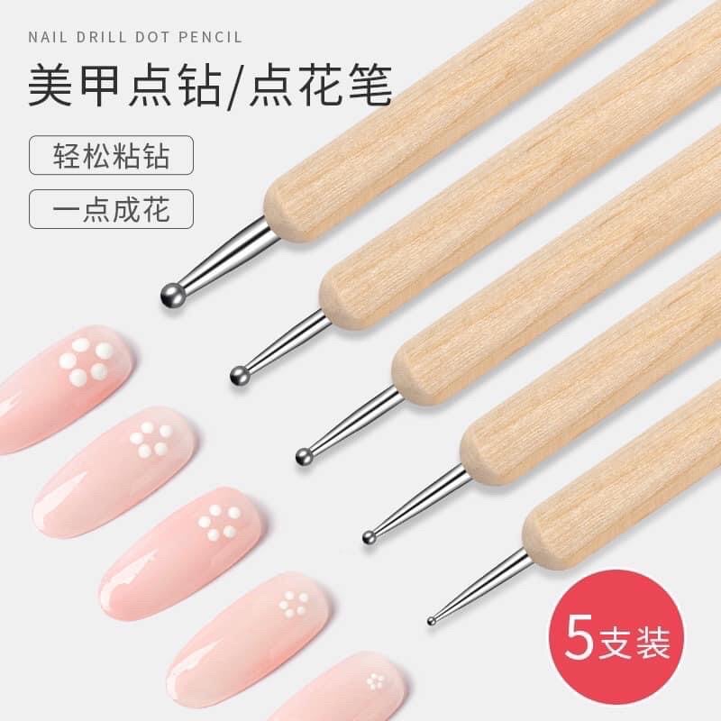 Set Bút Chấm Bi Vẽ Nail , Bộ Bút 5 Cây Dùng Để Trang Trí Móng