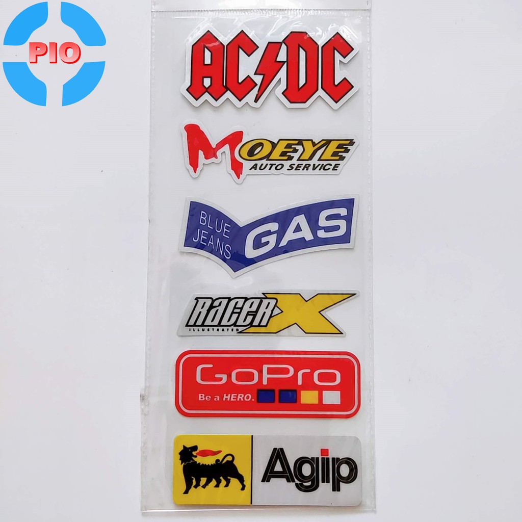 Bộ Tem Sticker Agip Phản Quang Cao Cấp Dán Xe Máy, Ô Tô, Mũ Bảo Hiểm, Chống Thấm Nước, Chống Bay Màu