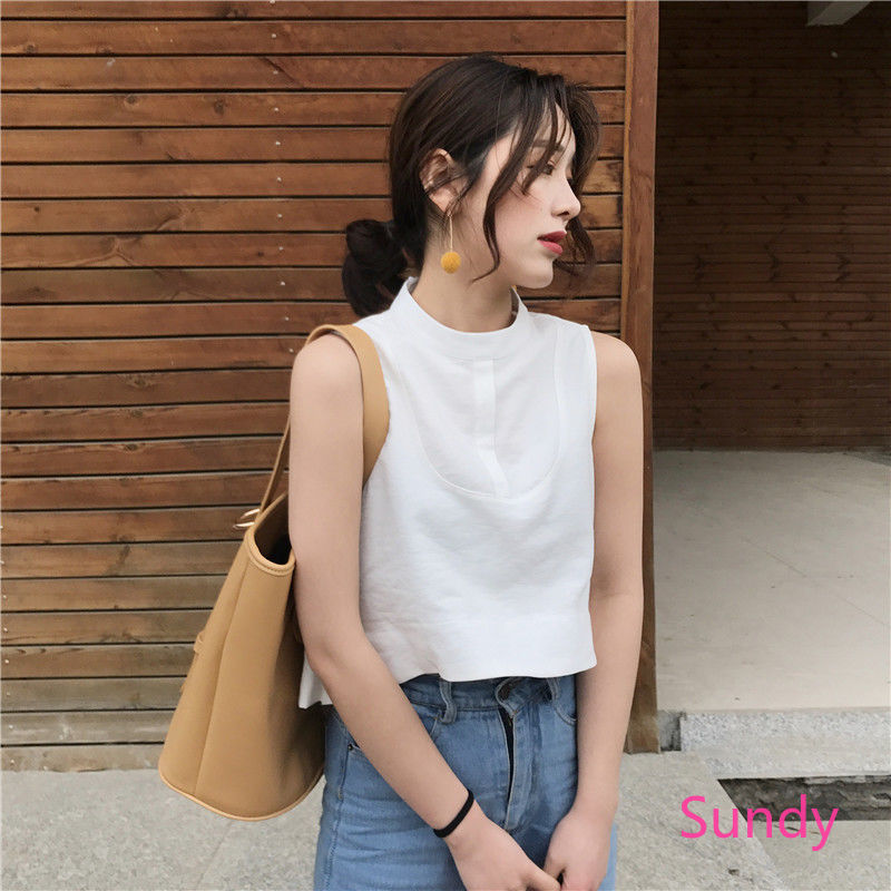 Áo không tay màu trơn thời trang Hàn Quốc cho nữ