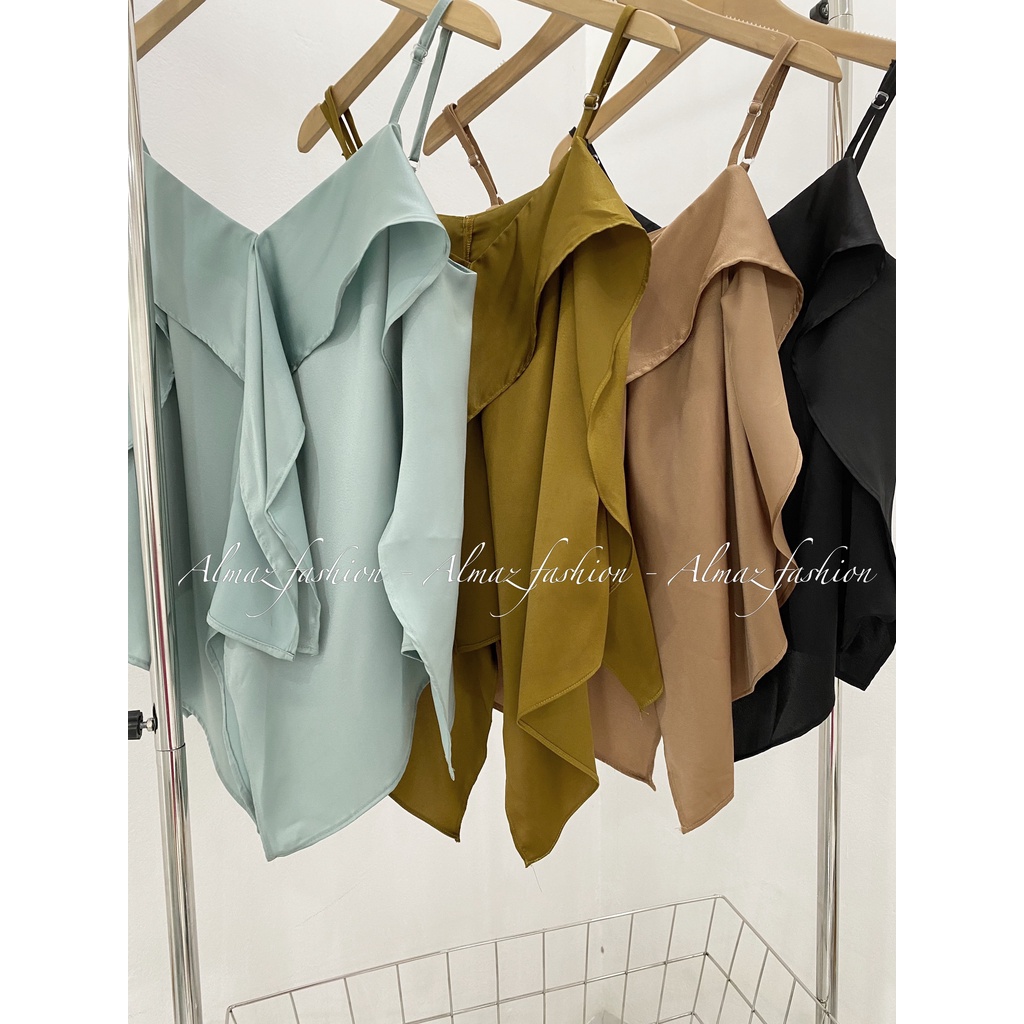 Áo lụa 2 dây cổ vạt, áo 2 dây quyến rũ dễ mix đồ sang trọng lịch sự - Almaz Fashion