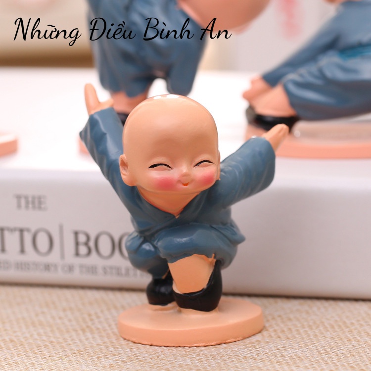 Tượng chú tiểu luyện võ áo xanh KÈM ĐẾ và KEO mang lại an nhiên trong cuộc sống 💕FREESHIP 50k💕 - Những Điều Bình An