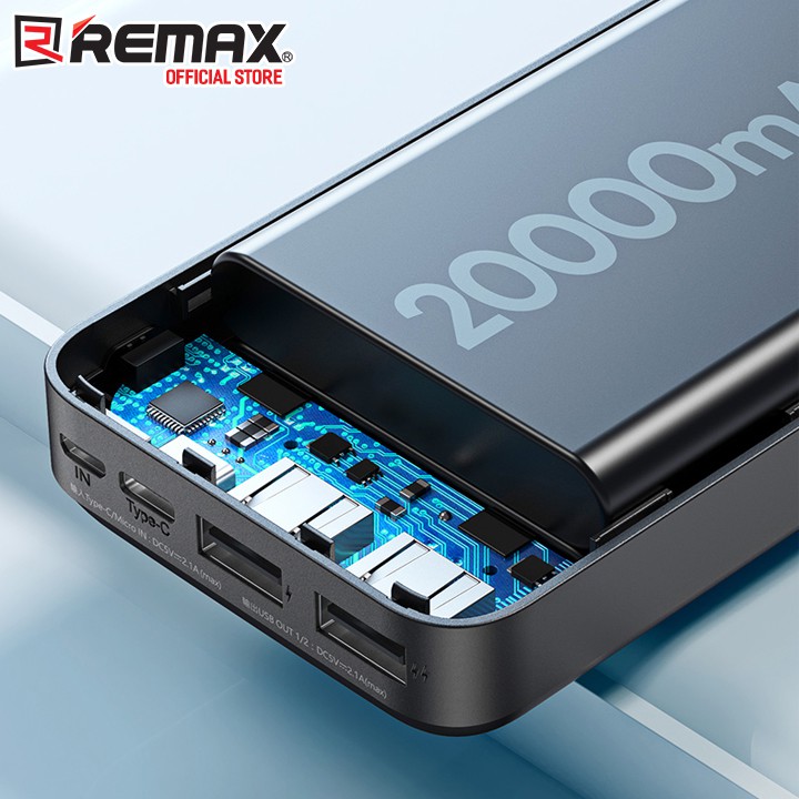 [Mã LTP50 giảm 50000 đơn 150000] Pin Dự Phòng 20000mah Remax RPP-166 Lango Series Fast Charing 2.1A tích hợp 2 cổng USB